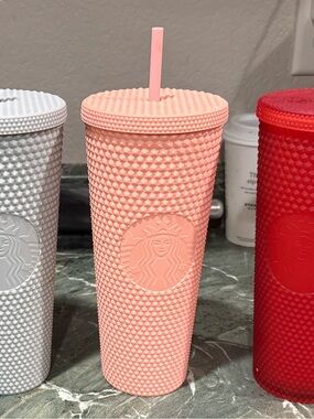Starbucks Millennial Light Pink Studded Cup Reusable Tumbler with Straw